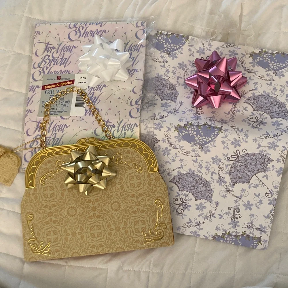 Trio of Vintage Bridal Shower Gift Wrap/Bags